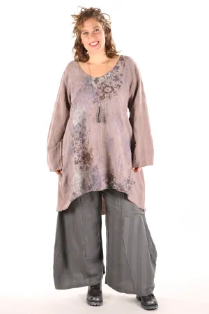 2238- Long Tunic Pink Quartz Floral Cascade