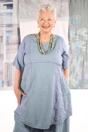 2240 Heart and Soul Tunic Summer Blue/Herb Green Stripe-U