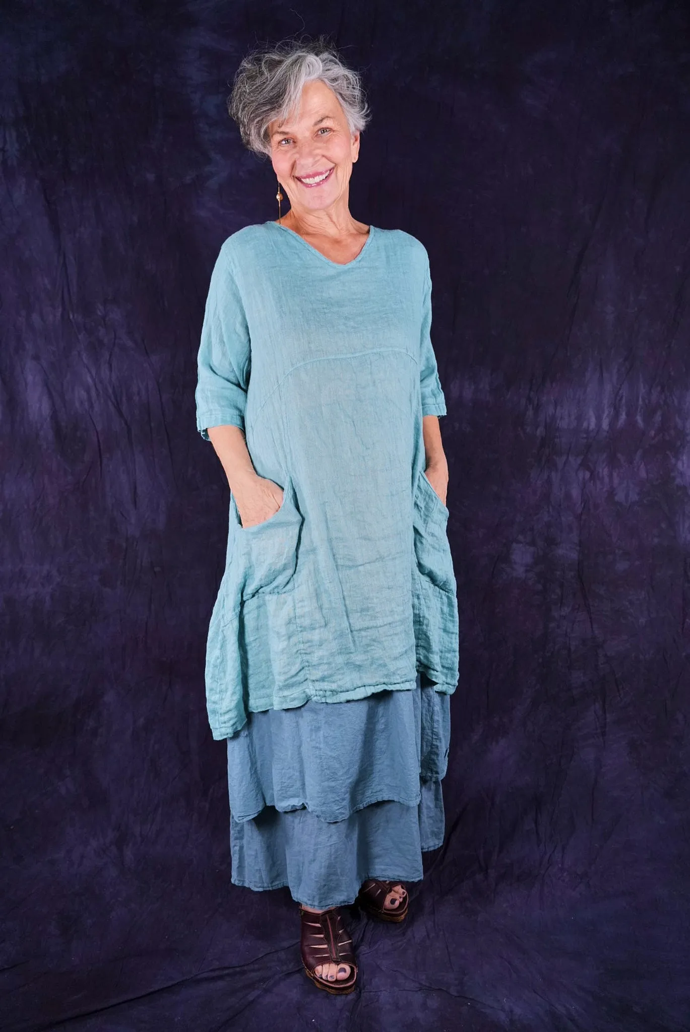 2257 Linen Zen Tunic Turquoise