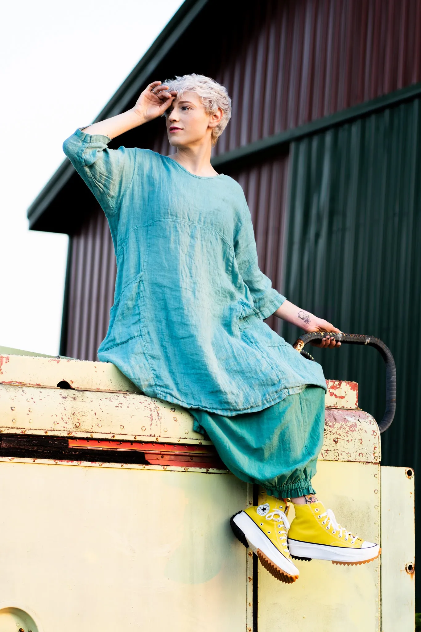 2257 Linen Zen Tunic Turquoise