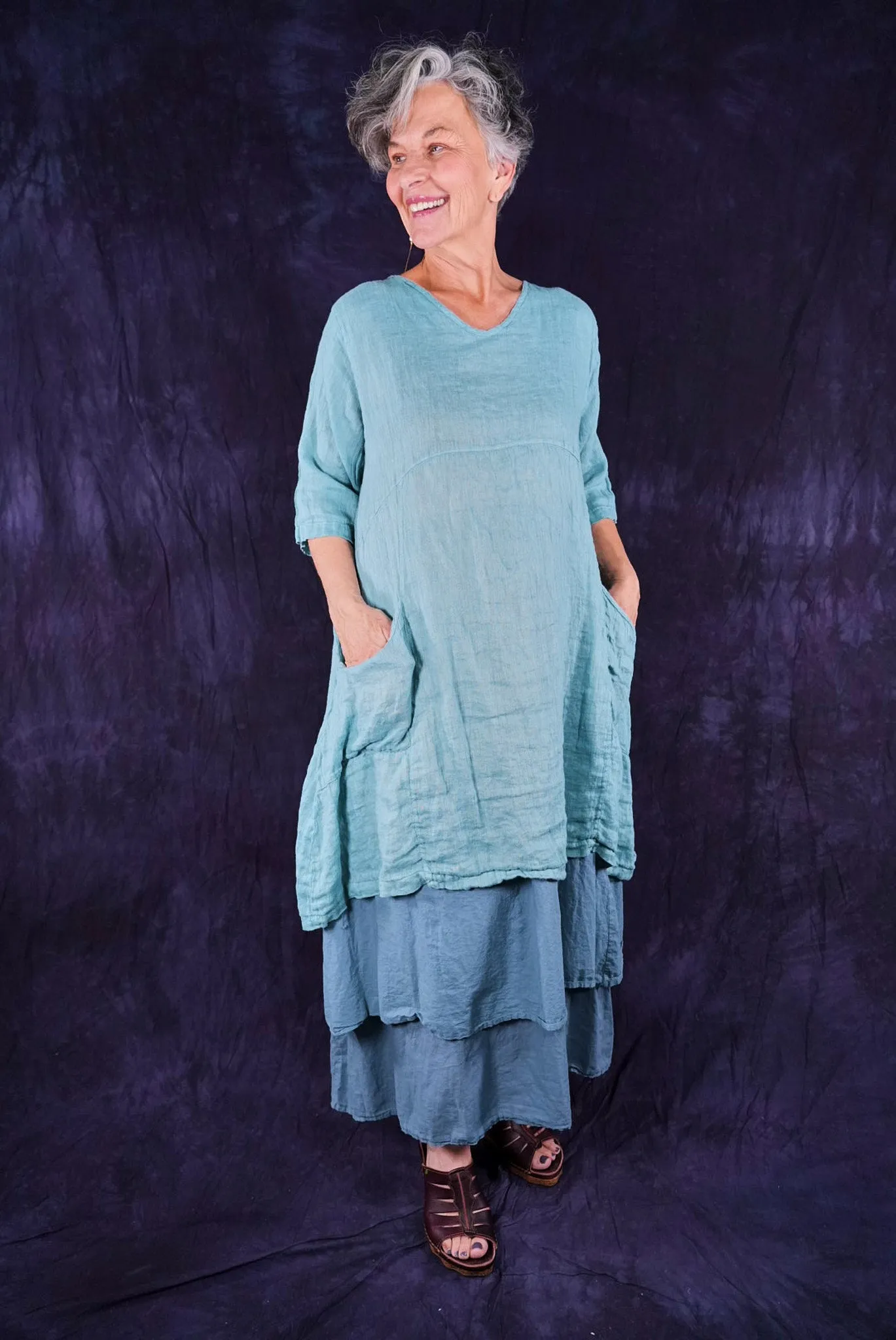 2257 Linen Zen Tunic Turquoise