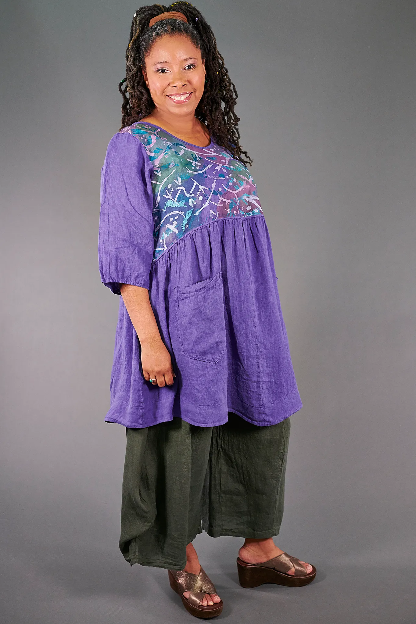 2259 Charleston Linen Tunic-Margaux-Bloomsbury Motif