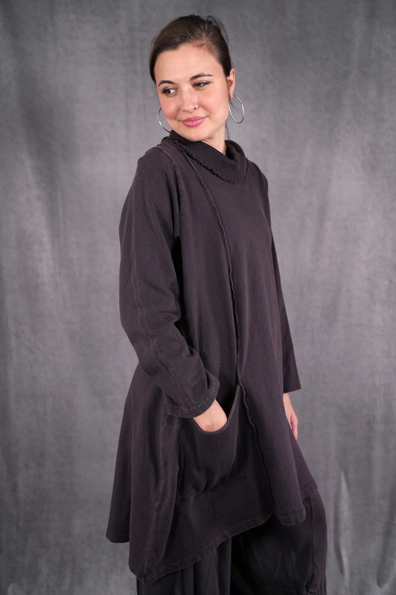 2362 Heavy Eco Cotton Pocket Tunic Espresso
