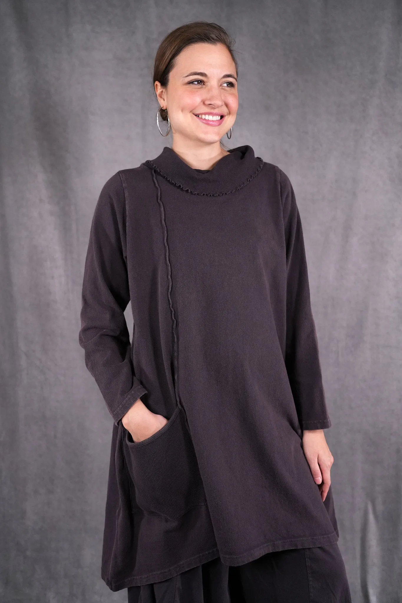 2362 Heavy Eco Cotton Pocket Tunic Espresso