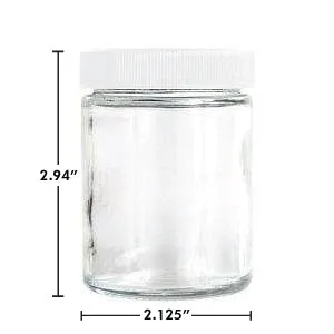 4oz Glass Jar Screw Top - Clear Jar with White Lid (90 - 9,000 Count)