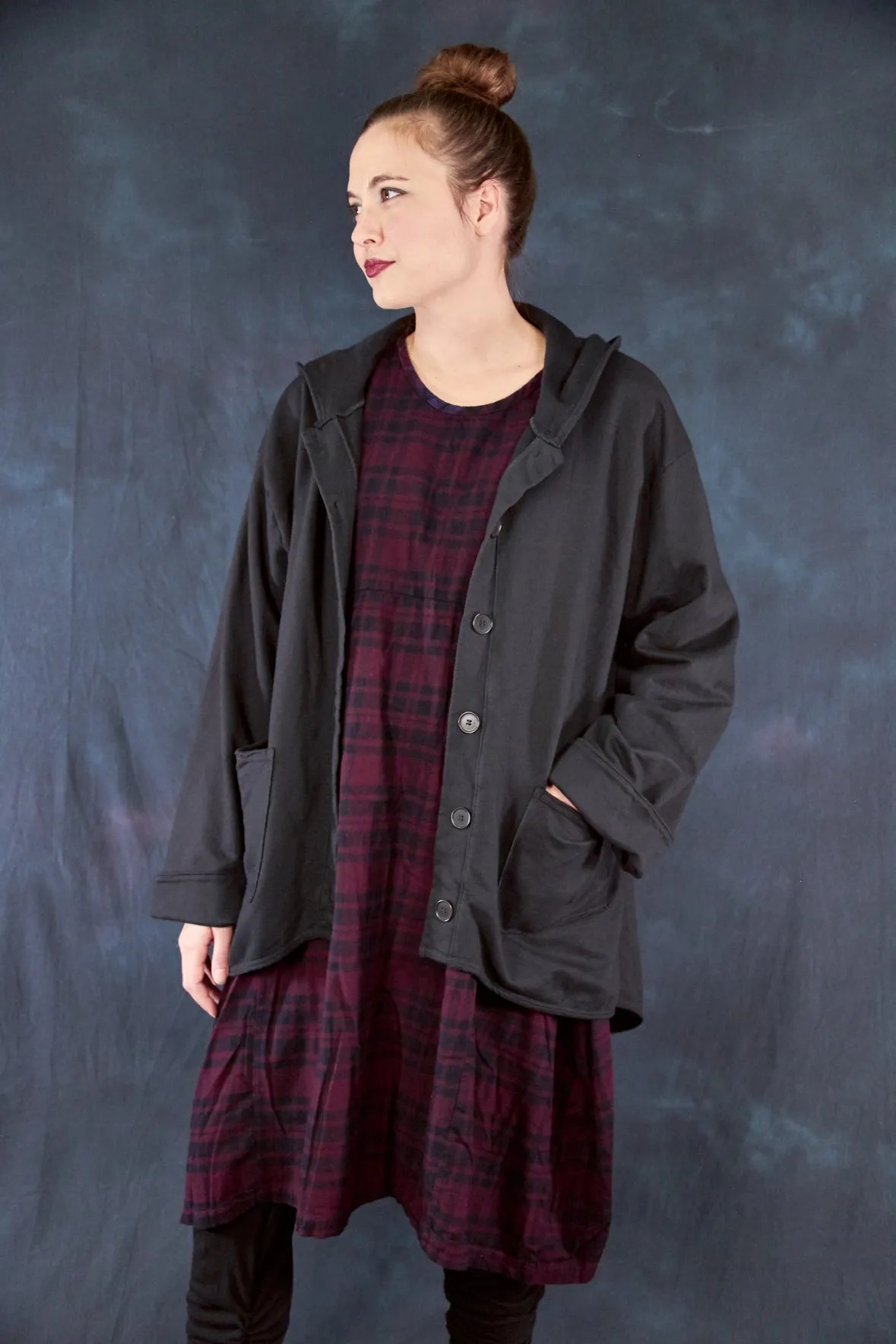 7114 Cabin Dress Vino Black Plaid