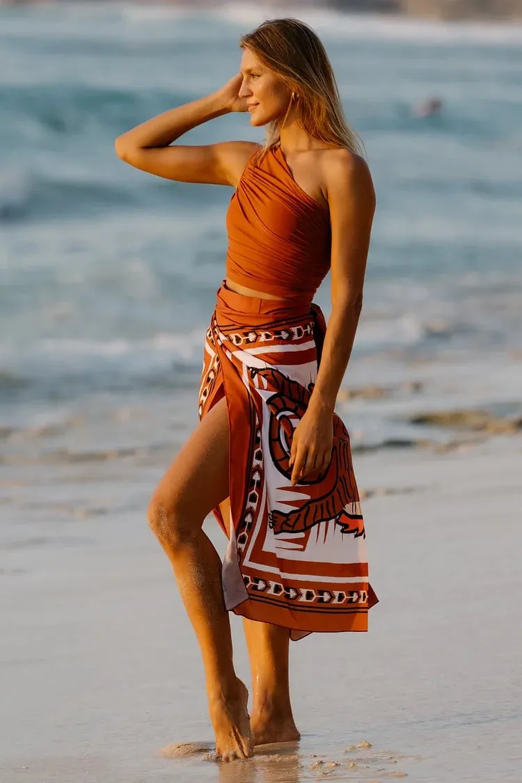 84Volt  84Volt One Shoulder  Printed Wrap Skirt Swimsuit Set - Picture 1 / S