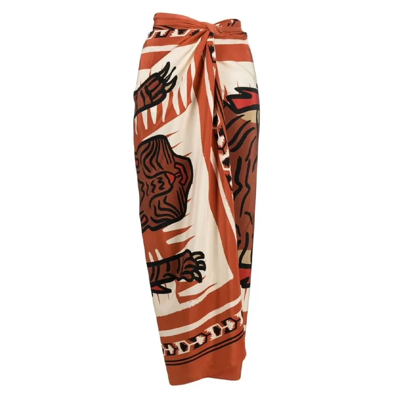 84Volt One Shoulder  Printed Wrap Skirt Swimsuit Set - Picture 1 / S