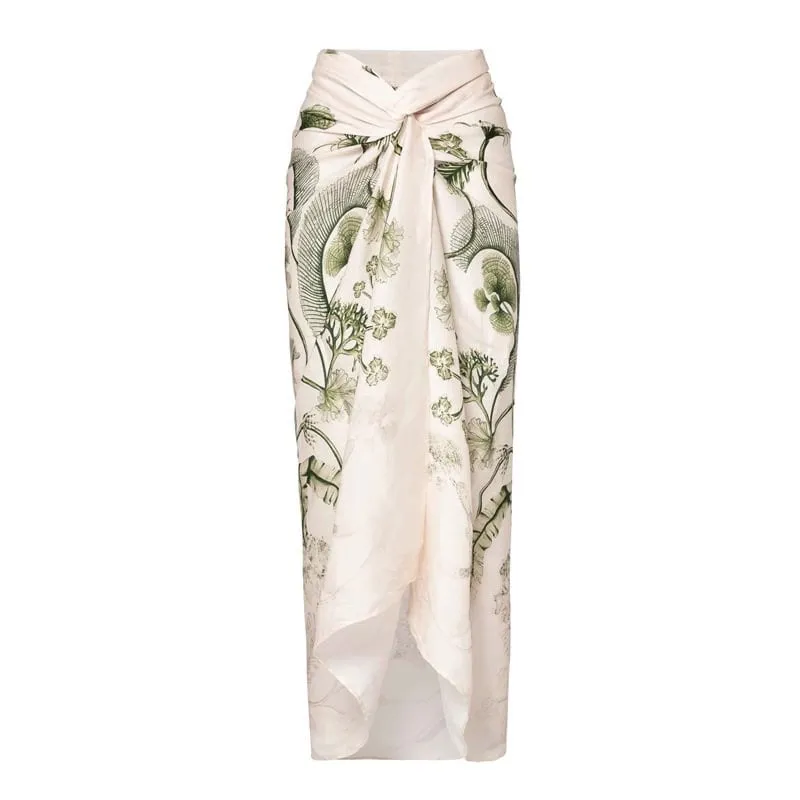 84Volt Plant Pattern Printed Wrap Skirt Swimsuit Set - Picture 1 / S
