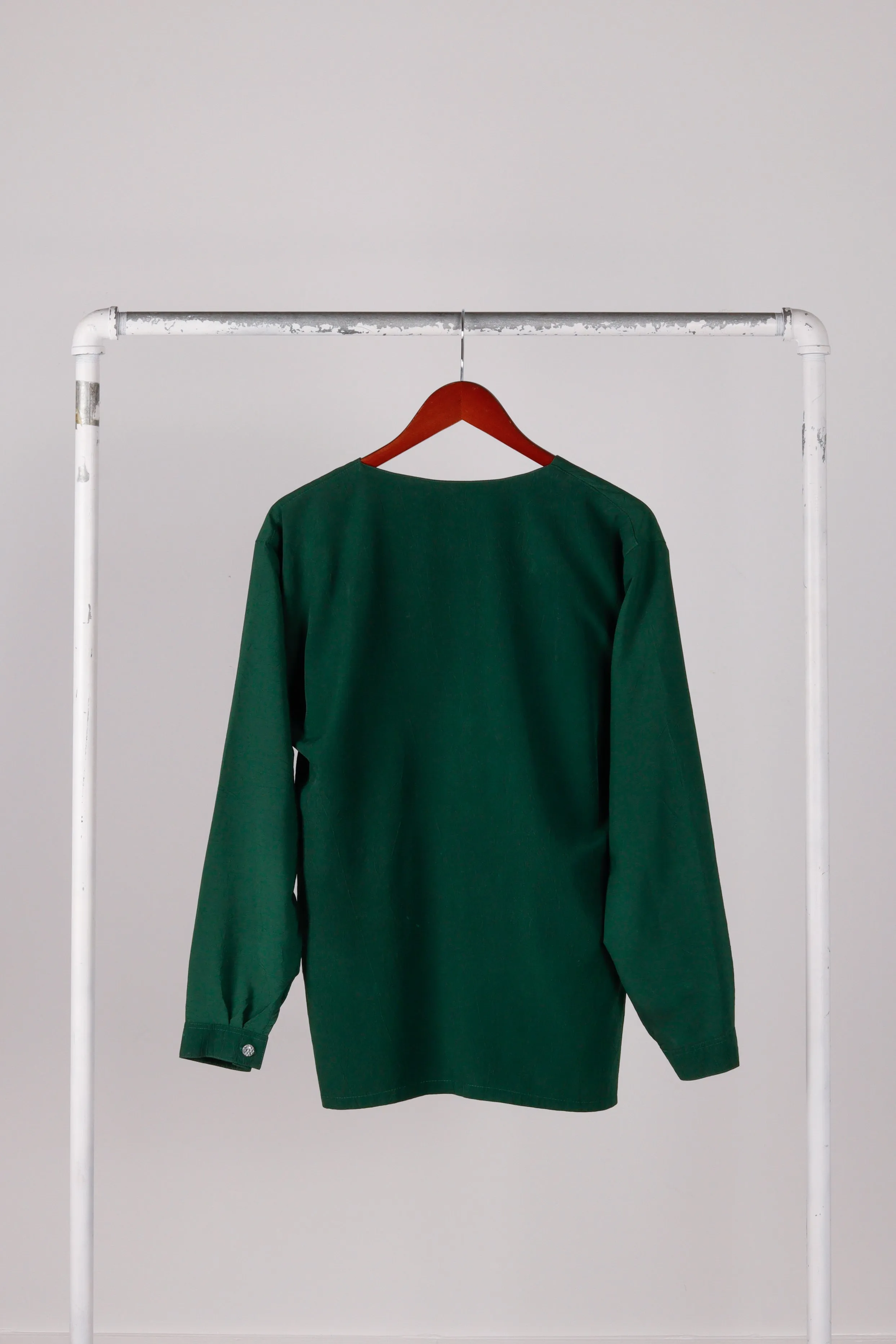 90's Chanel 'Embroidered Nylon' Tunic Green