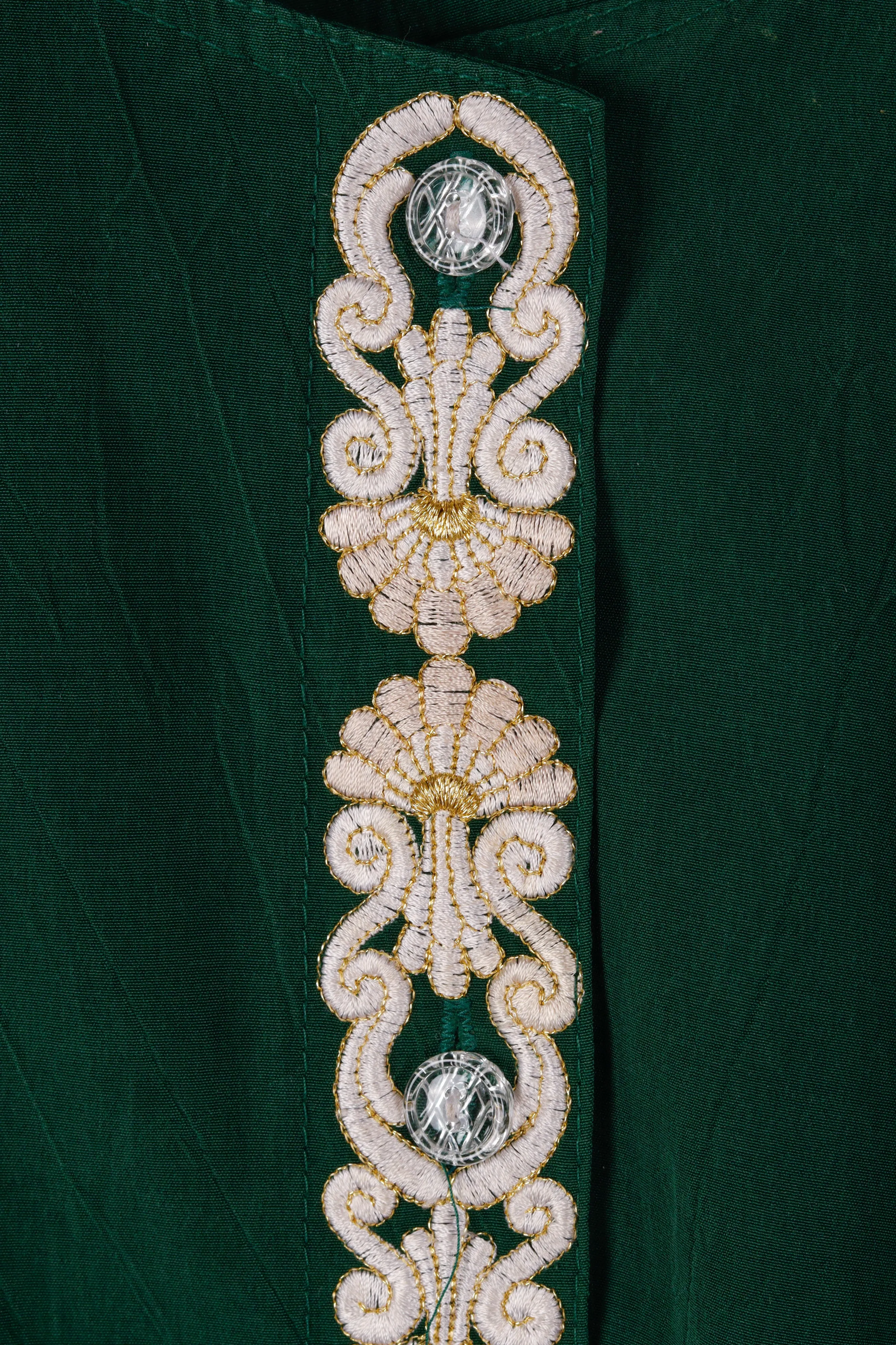90's Chanel 'Embroidered Nylon' Tunic Green