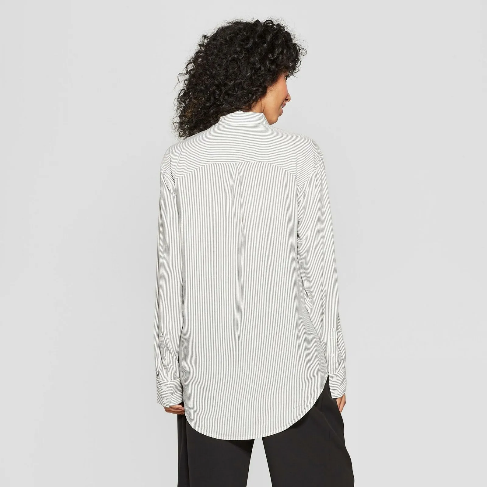 A New Day Women's Striped Long Sleeve Any Day Tunic Blouse Shirt Top