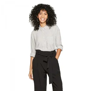 A New Day Women's Striped Long Sleeve Any Day Tunic Blouse Shirt Top