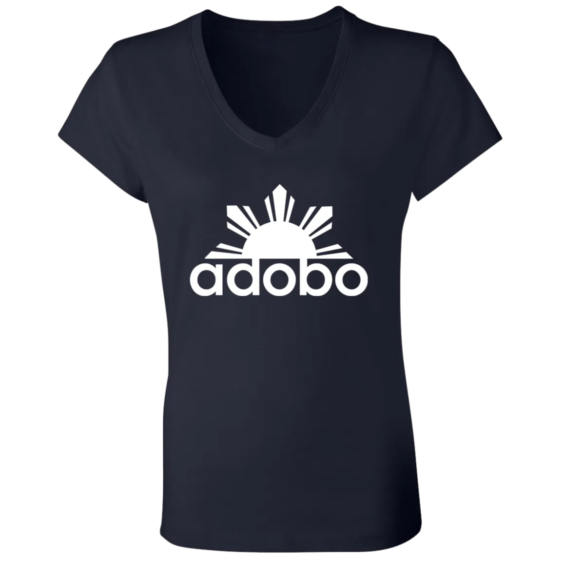 Adobo Half Sun Ladies Jersey V-Neck T-Shirt