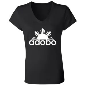 Adobo Half Sun Ladies Jersey V-Neck T-Shirt