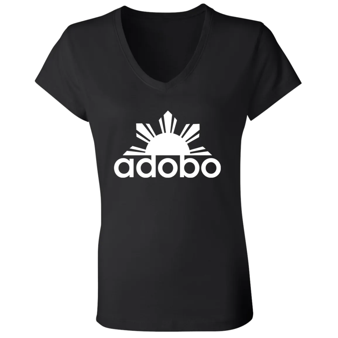 Adobo Half Sun Ladies Jersey V-Neck T-Shirt