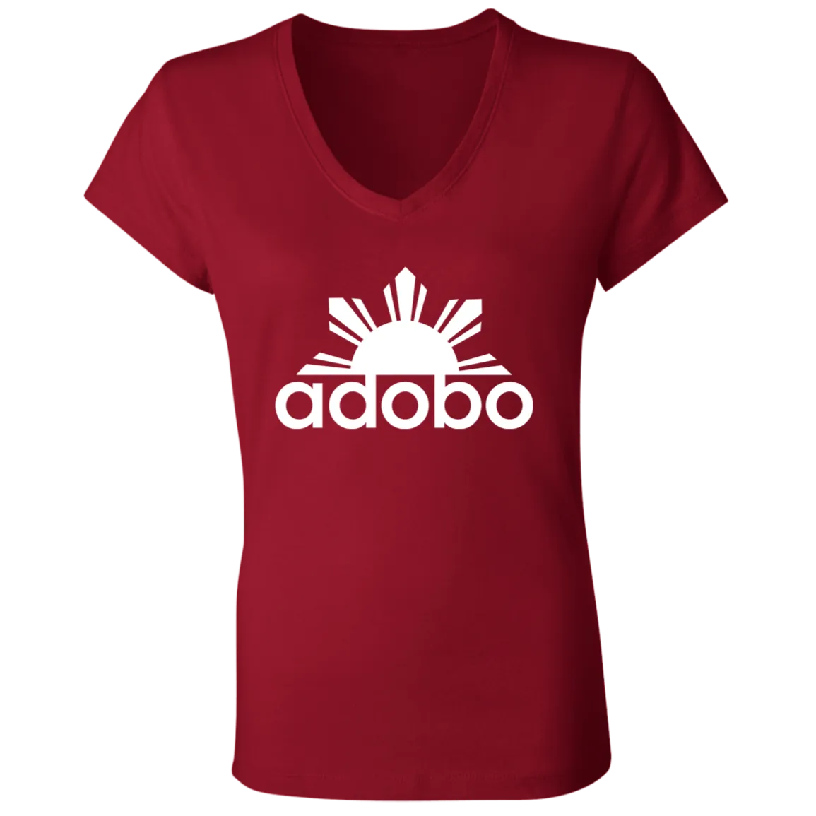 Adobo Half Sun Ladies Jersey V-Neck T-Shirt