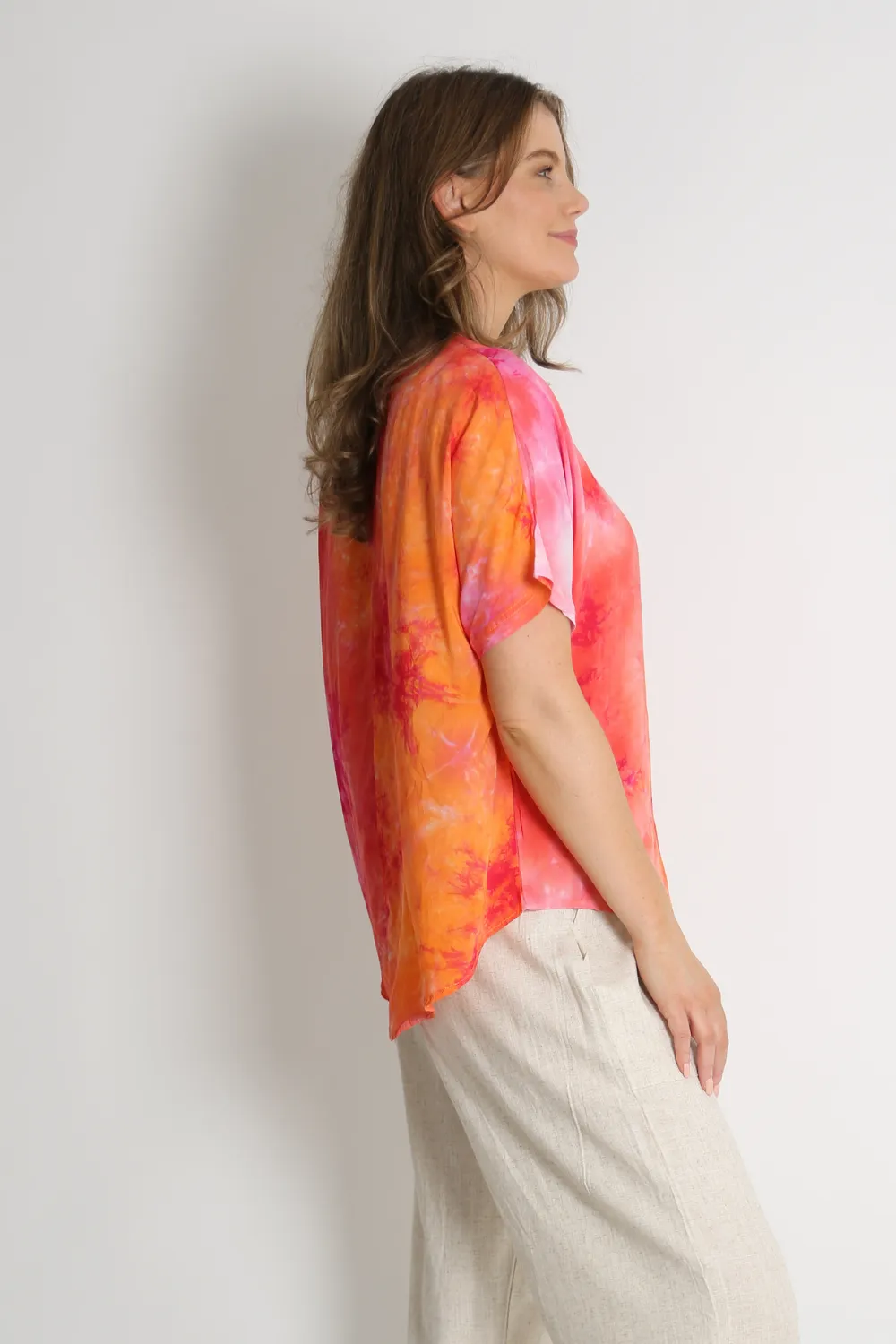 ADRIA Orange Tye Dye Print Top