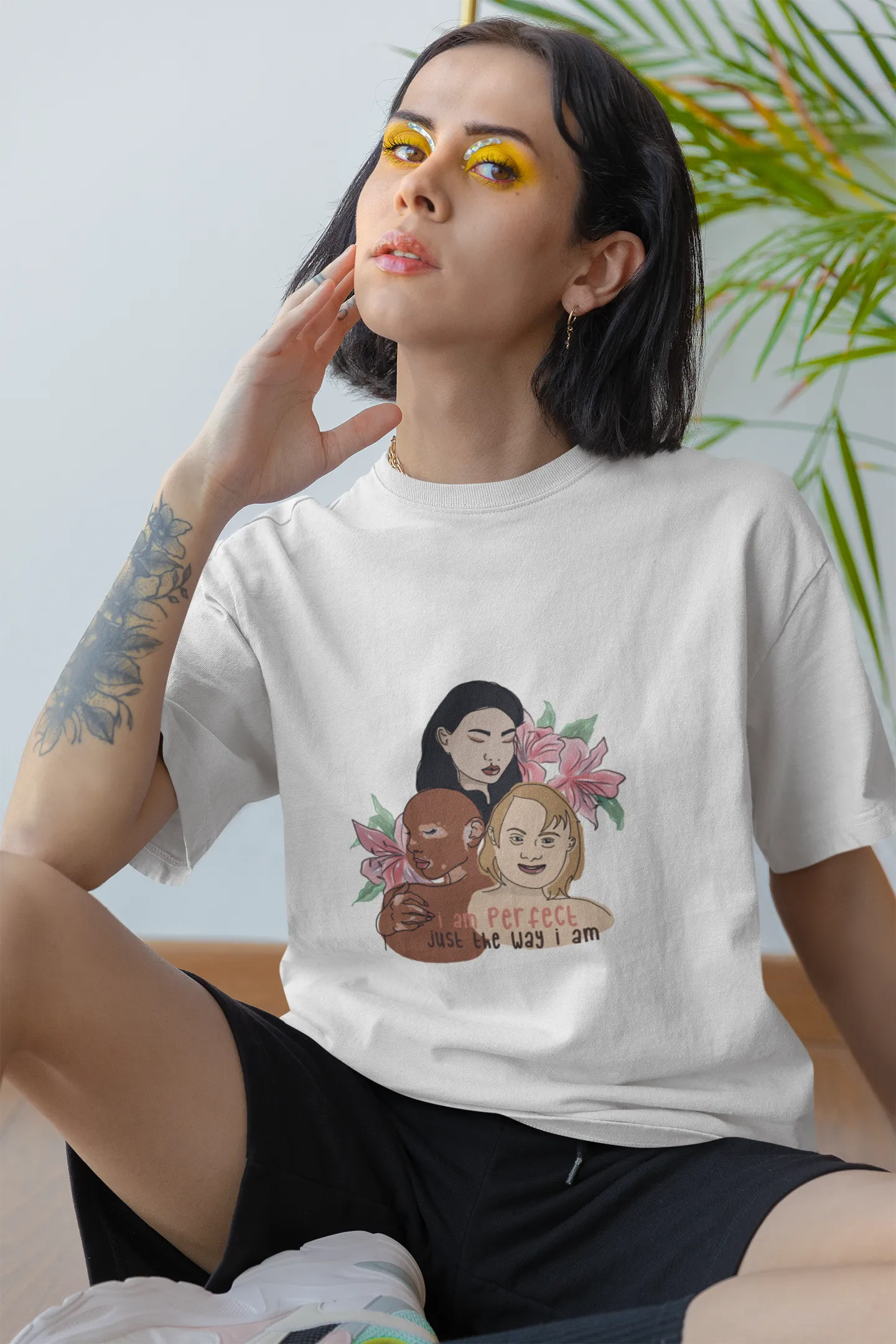 Affirmation Feminist Pro Choice T-Shirt Women’s Size - I Am Perfect (Down Syndrome)