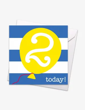 Age 2 Yellow Balloon Birthday Card