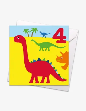 Age 4 Dinos Birthday Card