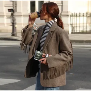 AIYA - Fringe Accent Wool Blend Blazer
