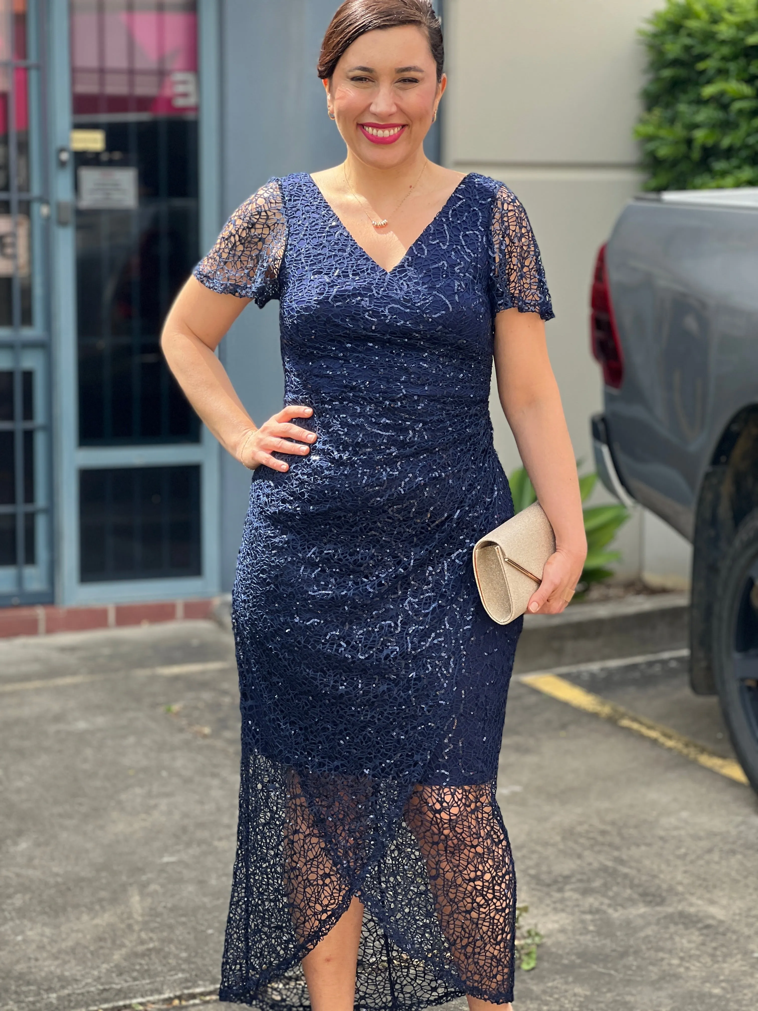 Alana Navy Sequin Gown