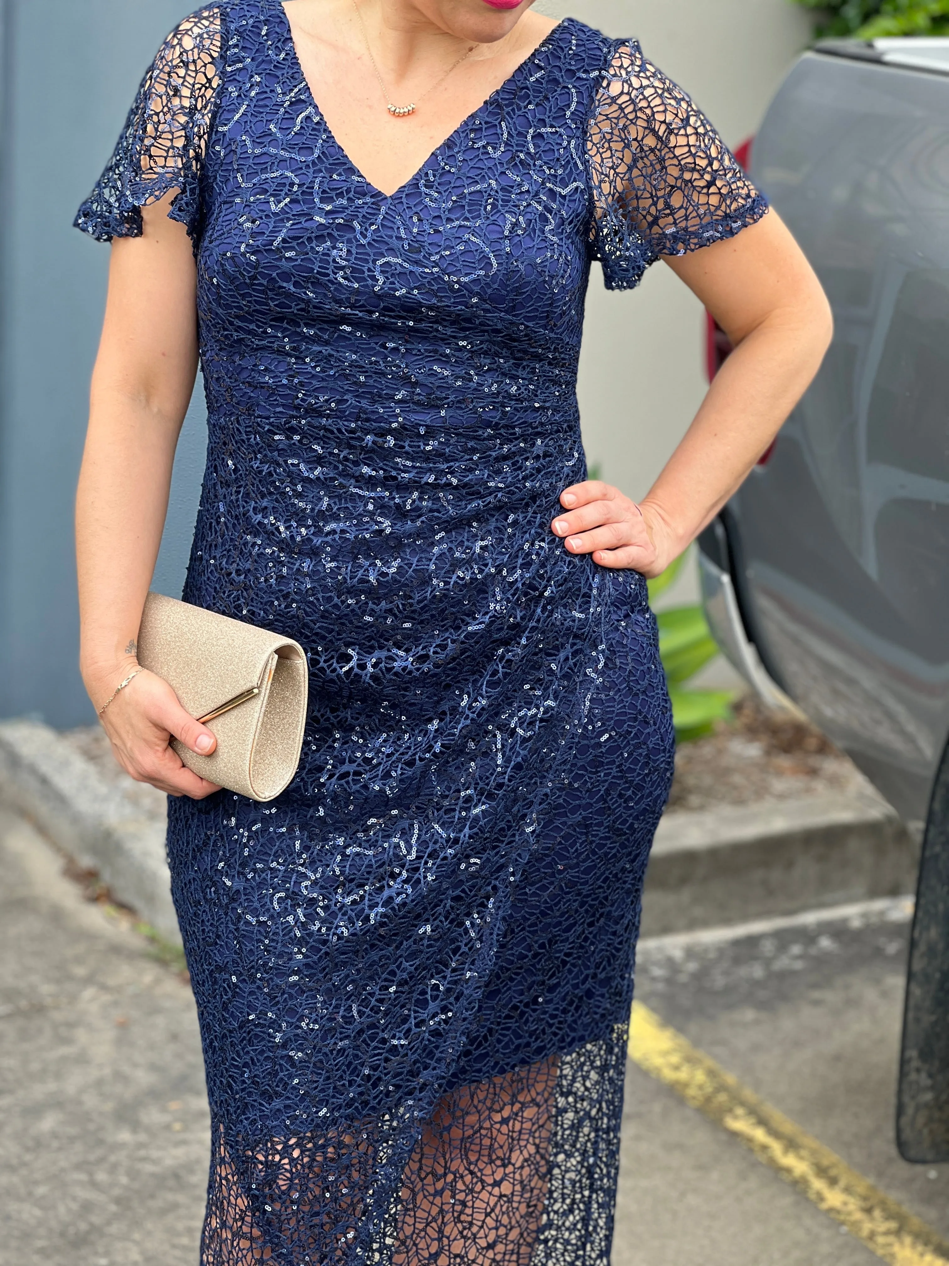 Alana Navy Sequin Gown