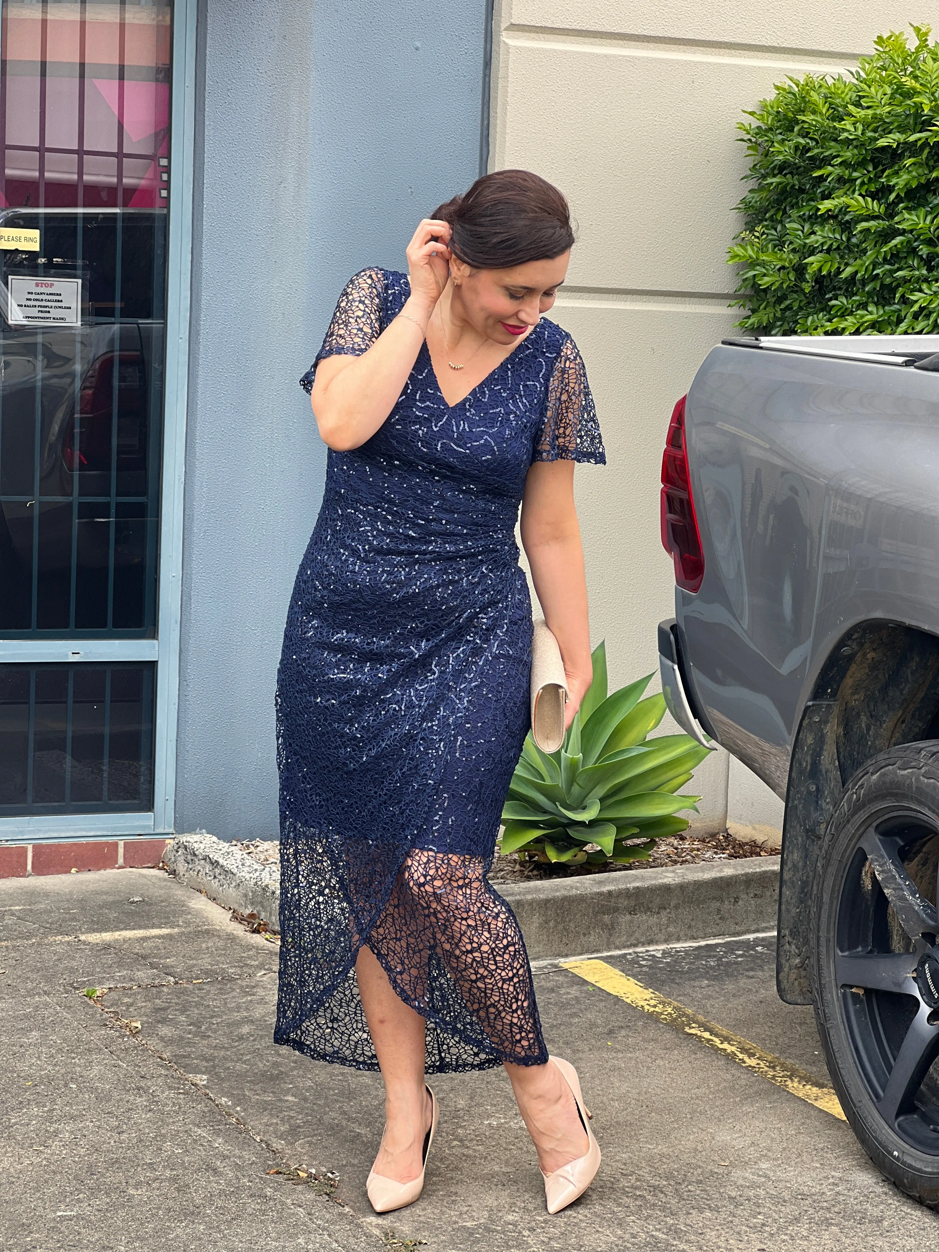 Alana Navy Sequin Gown