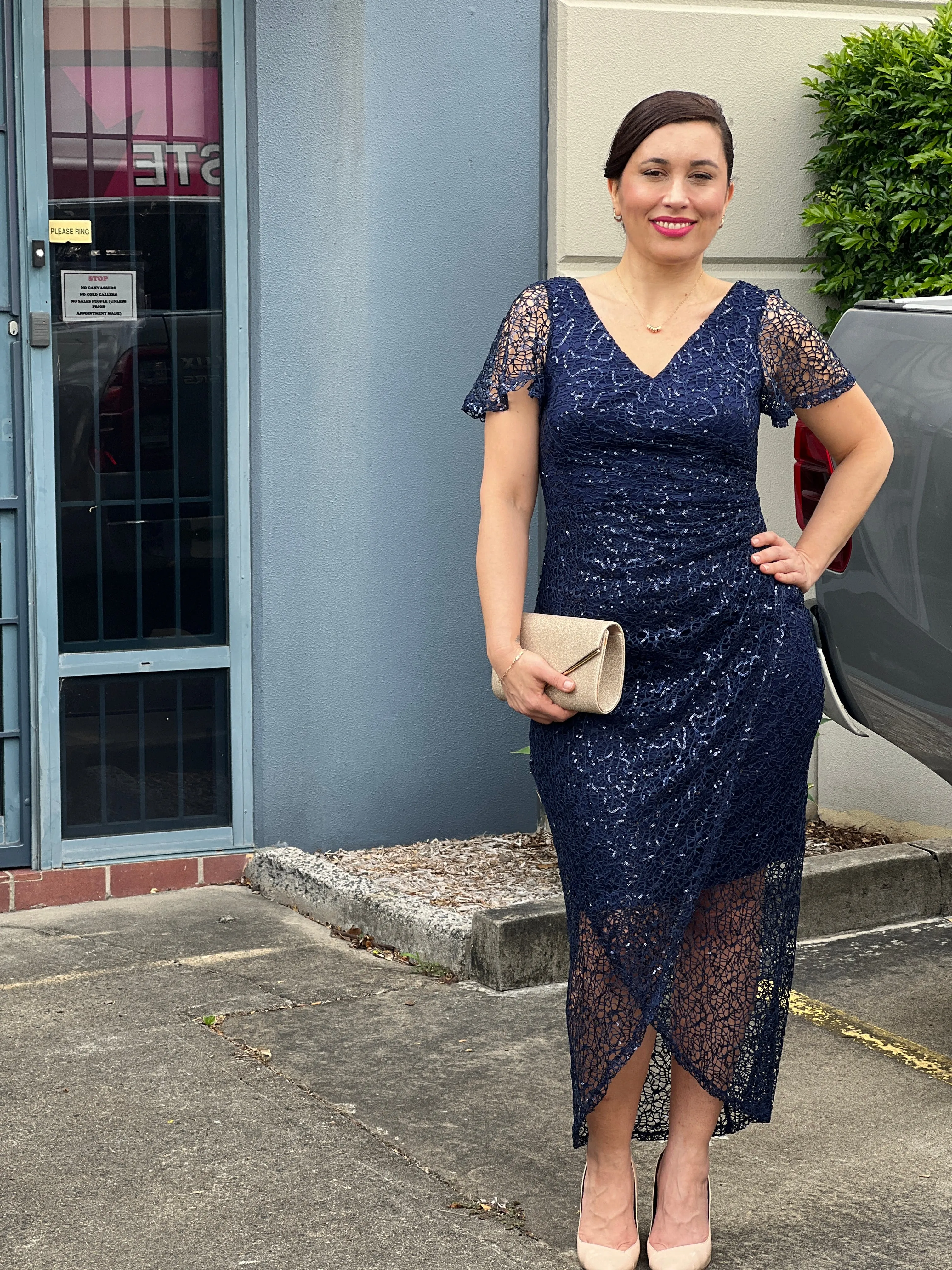 Alana Navy Sequin Gown