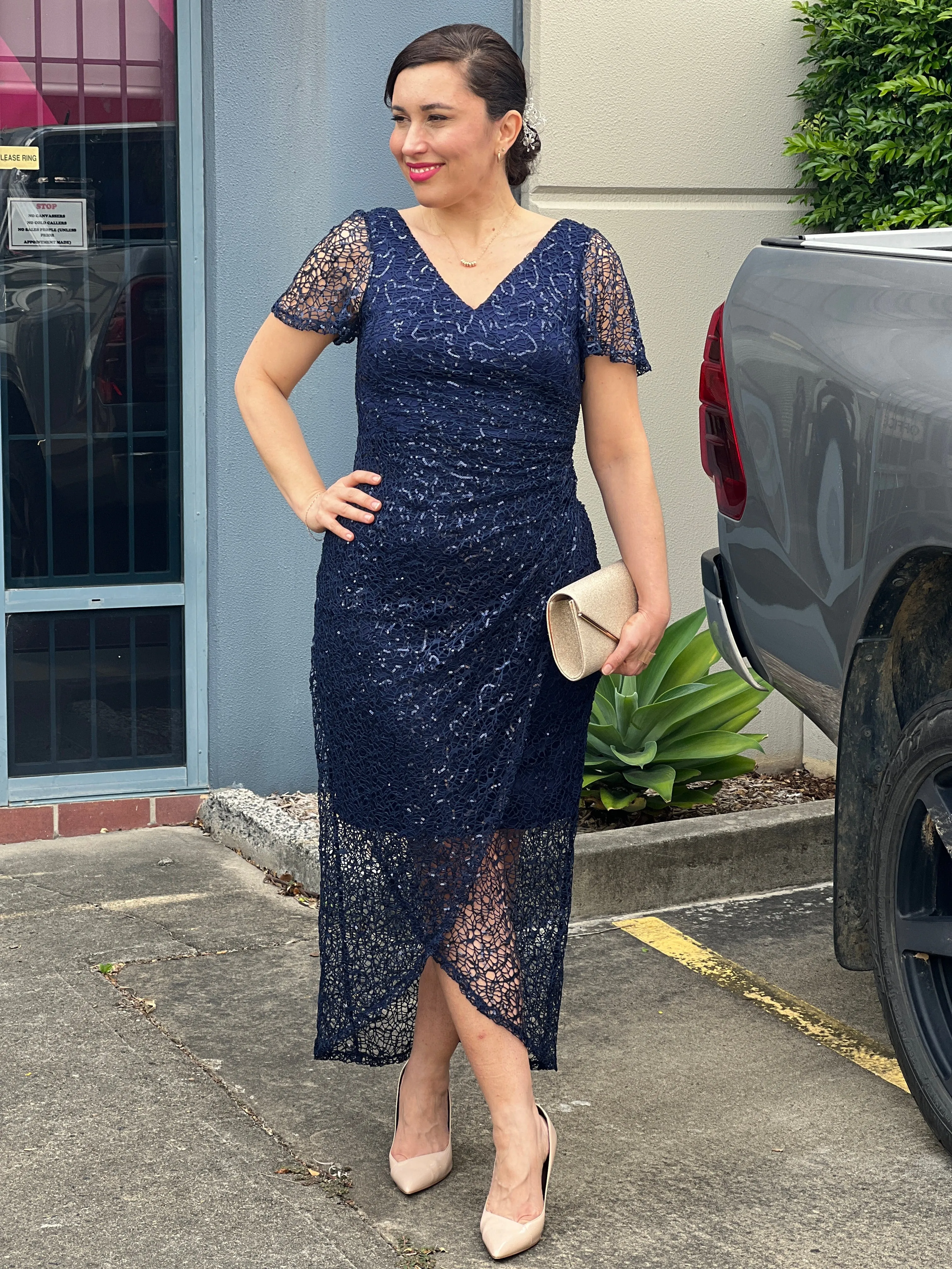 Alana Navy Sequin Gown