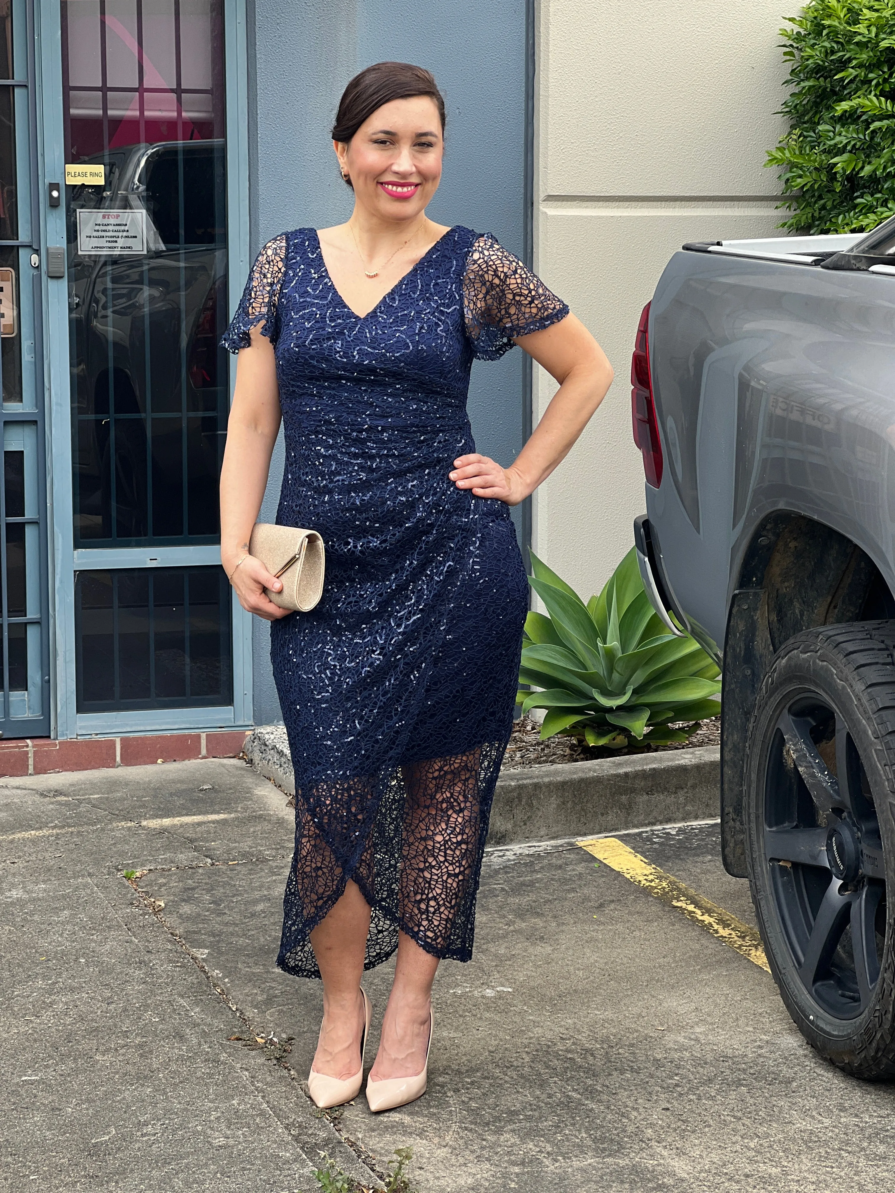 Alana Navy Sequin Gown