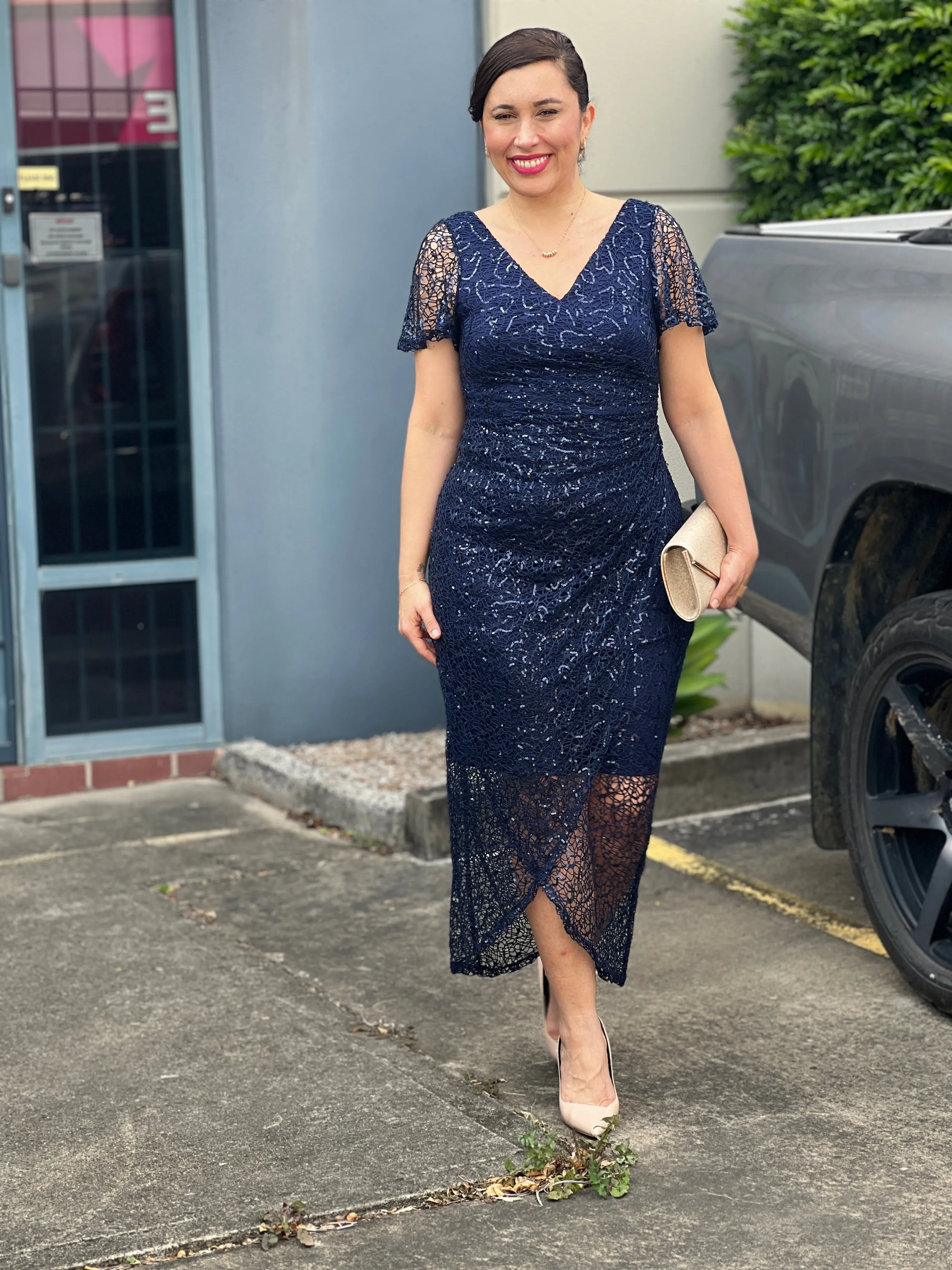 Alana Navy Sequin Gown