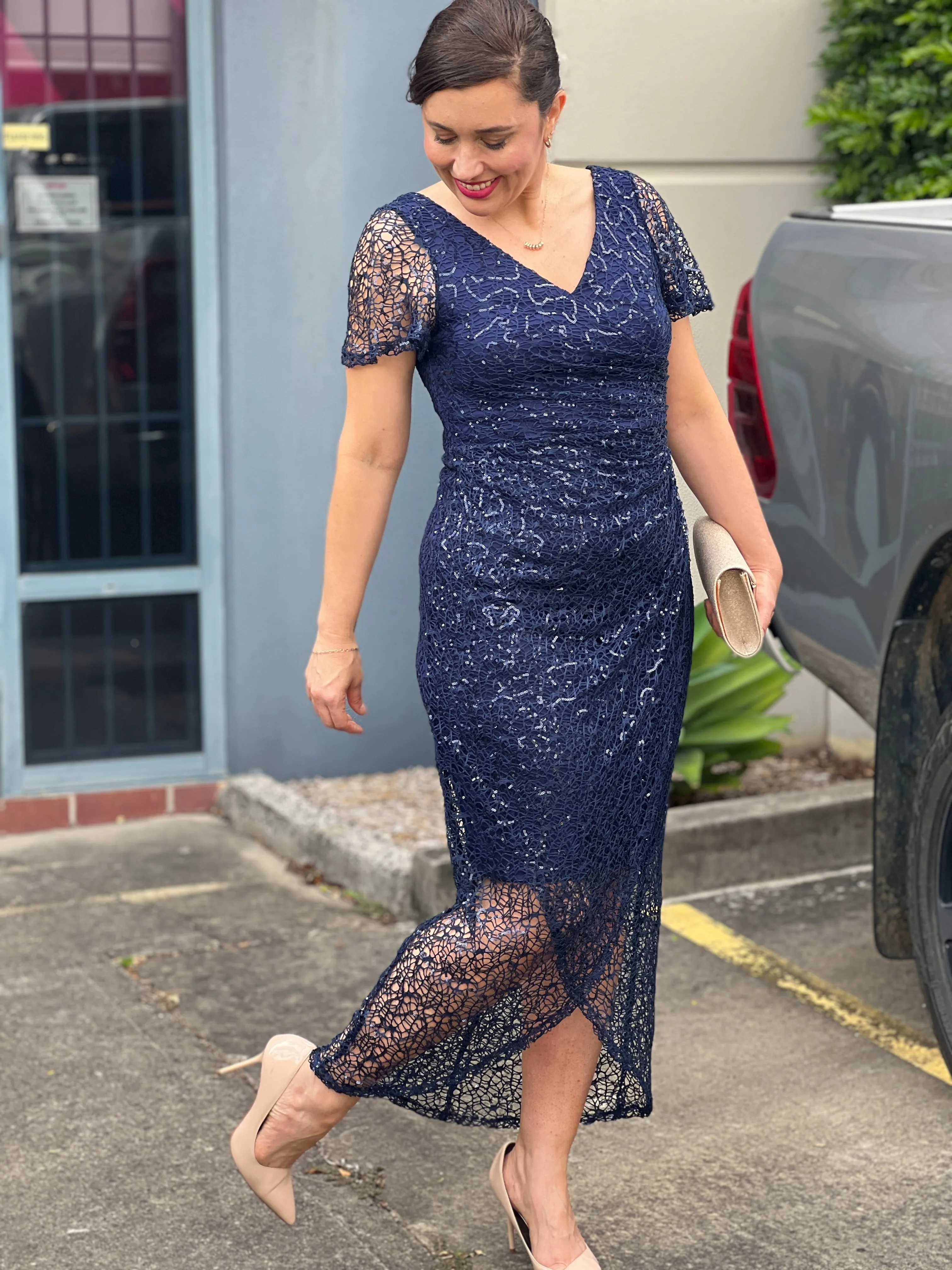 Alana Navy Sequin Gown