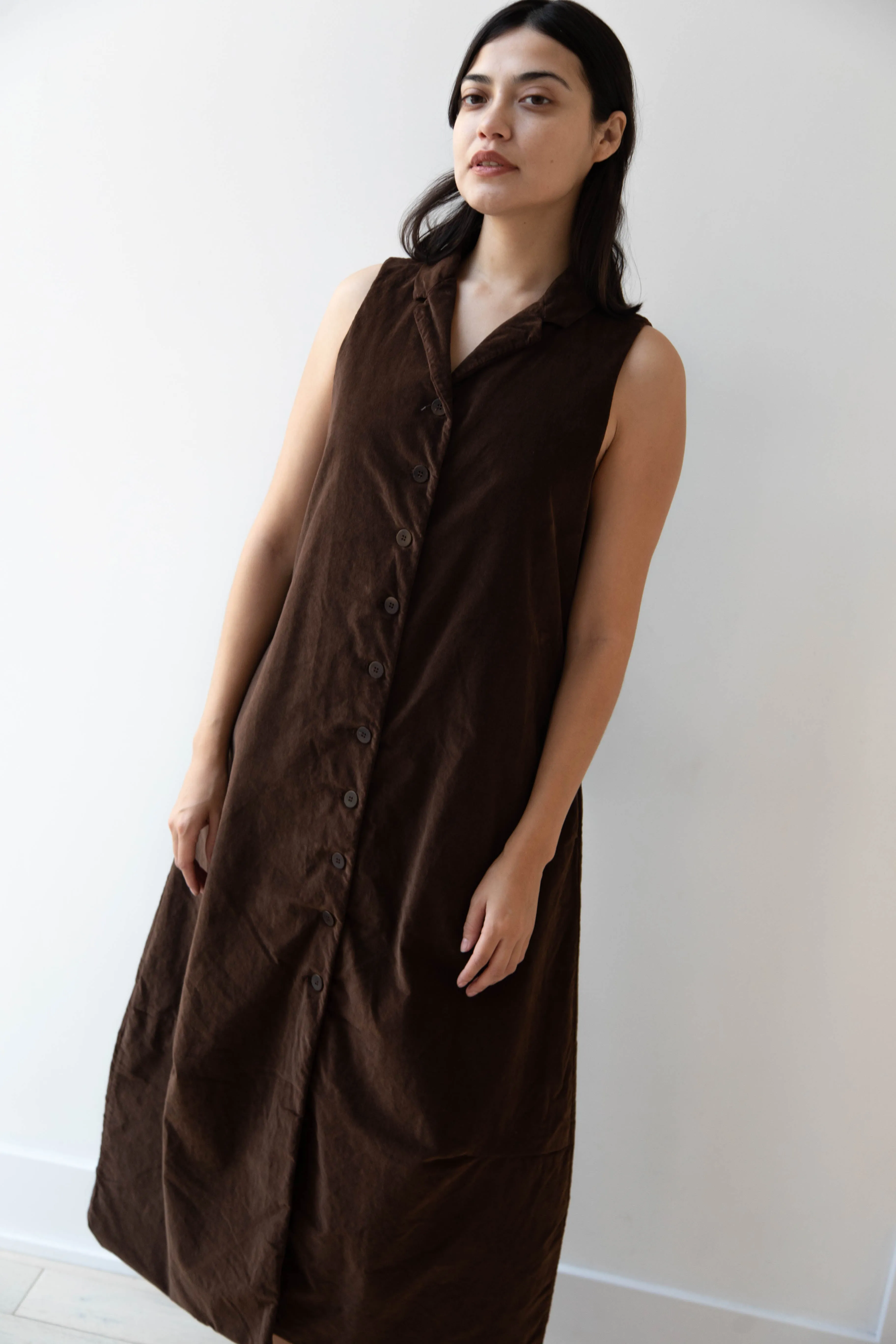 Album di Famiglia | Velvet Long Sleeveless Dress in Coffee
