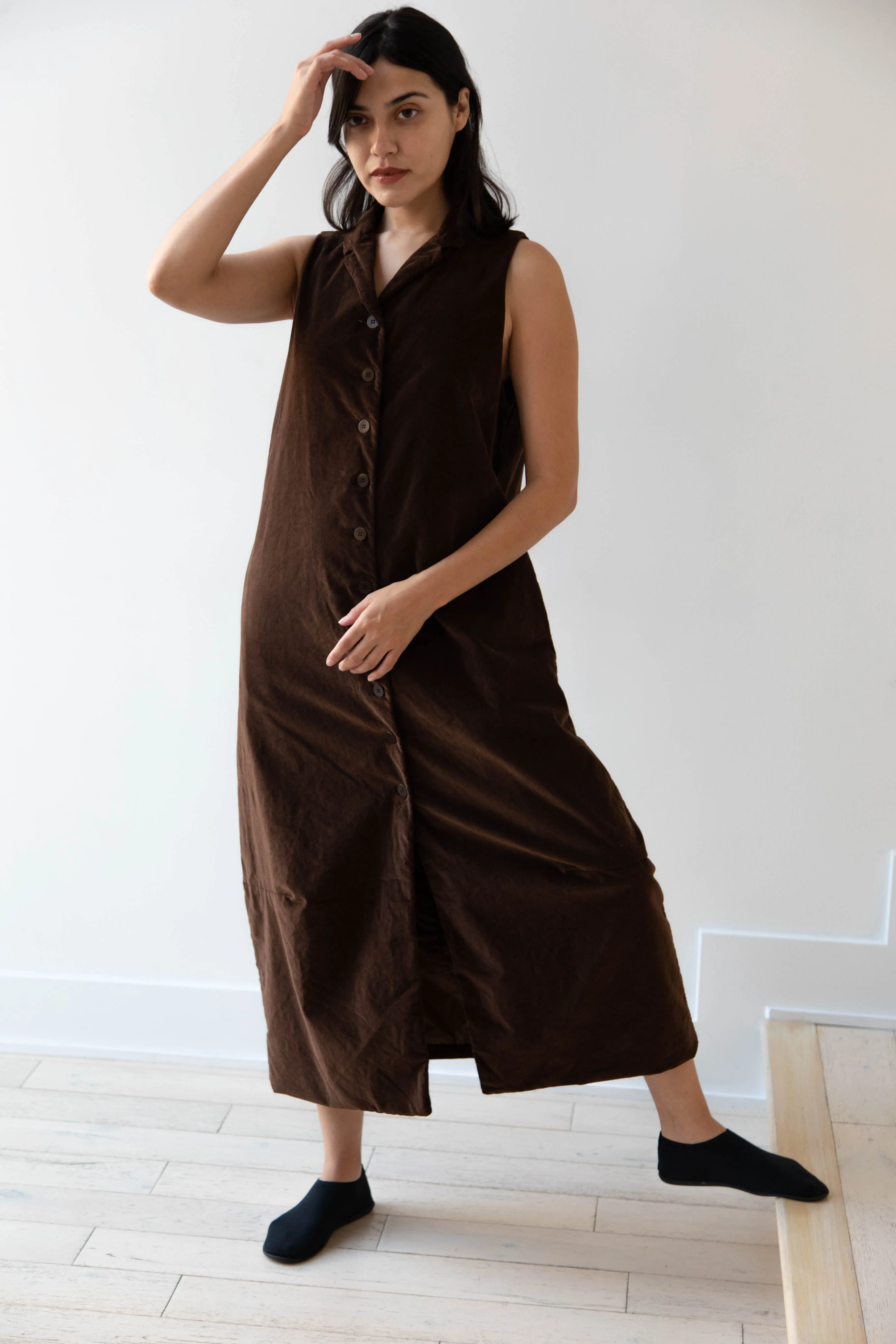 Album di Famiglia | Velvet Long Sleeveless Dress in Coffee
