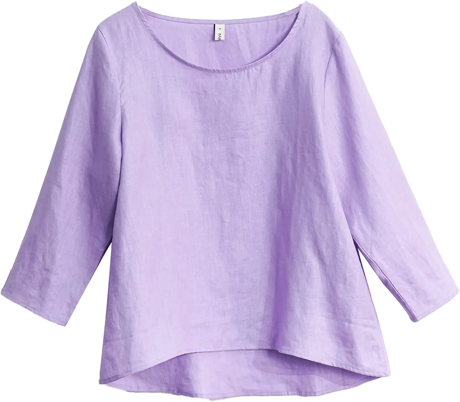 Amazhiyu Womens Pure Linen 3/4 Sleeve Blouse