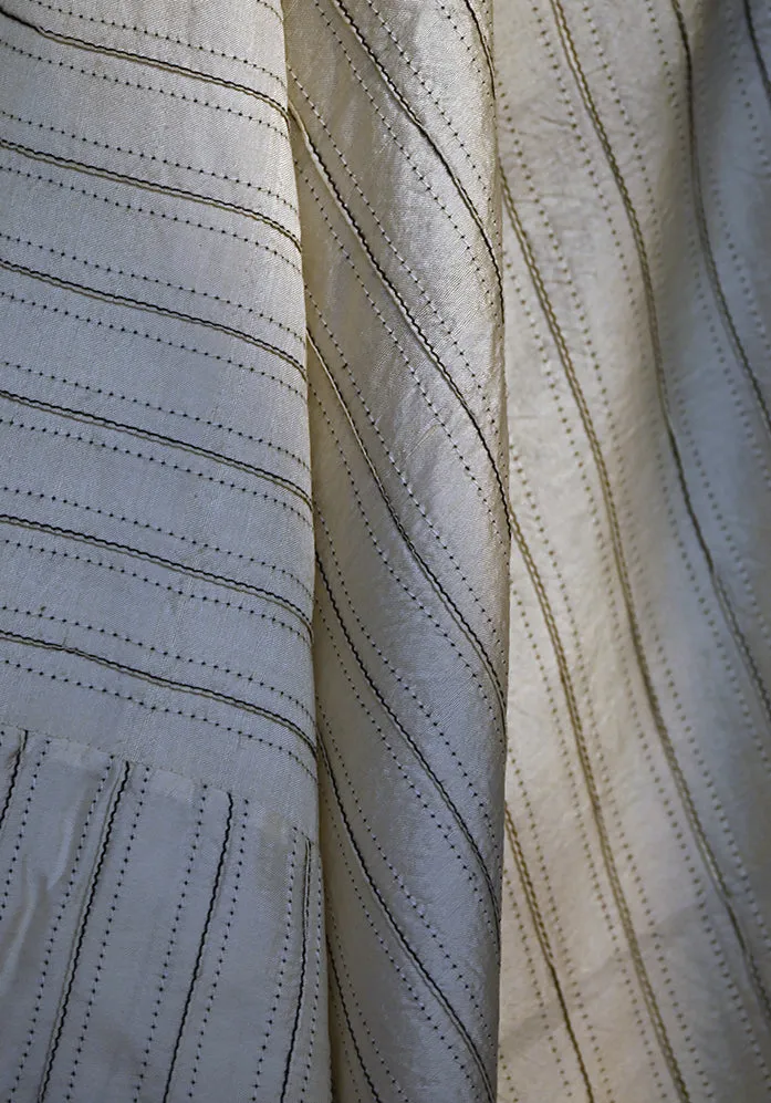 Amrich  Tunic Dress Handwoven Silk Kaftan Pintuck Threadwork Texture