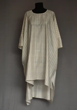 Amrich  Tunic Dress Handwoven Silk Kaftan Pintuck Threadwork Texture