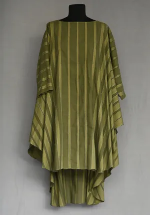 Amrich  Tunic Handwoven Cotton Self Stripes Asymmetric Stitch Embroidery