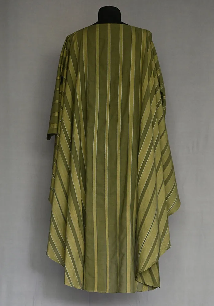 Amrich  Tunic Handwoven Cotton Self Stripes Asymmetric Stitch Embroidery