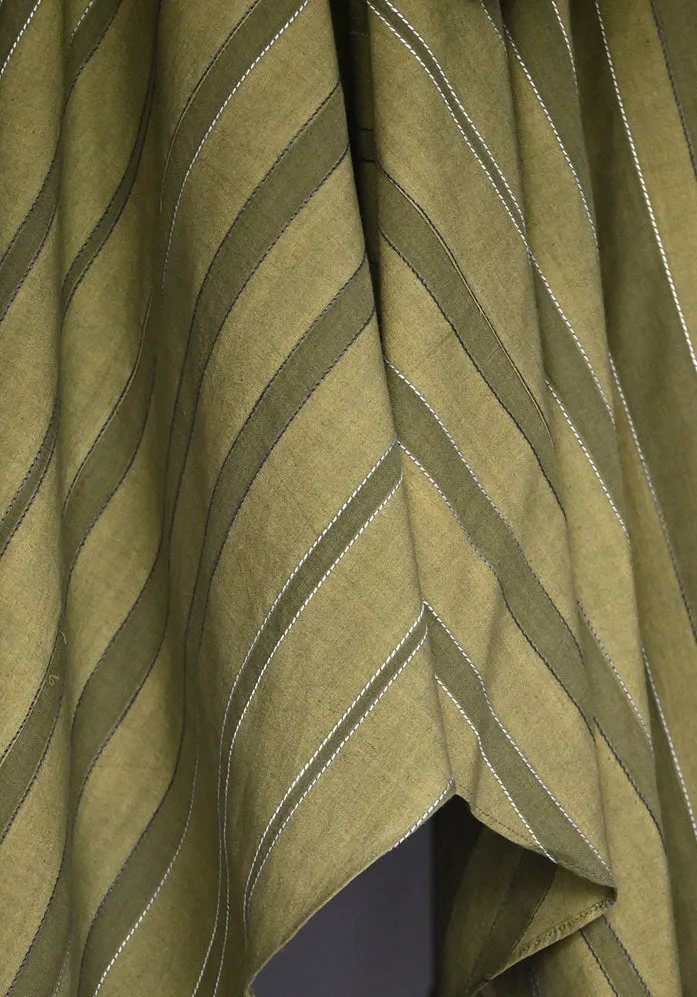 Amrich  Tunic Handwoven Cotton Self Stripes Asymmetric Stitch Embroidery