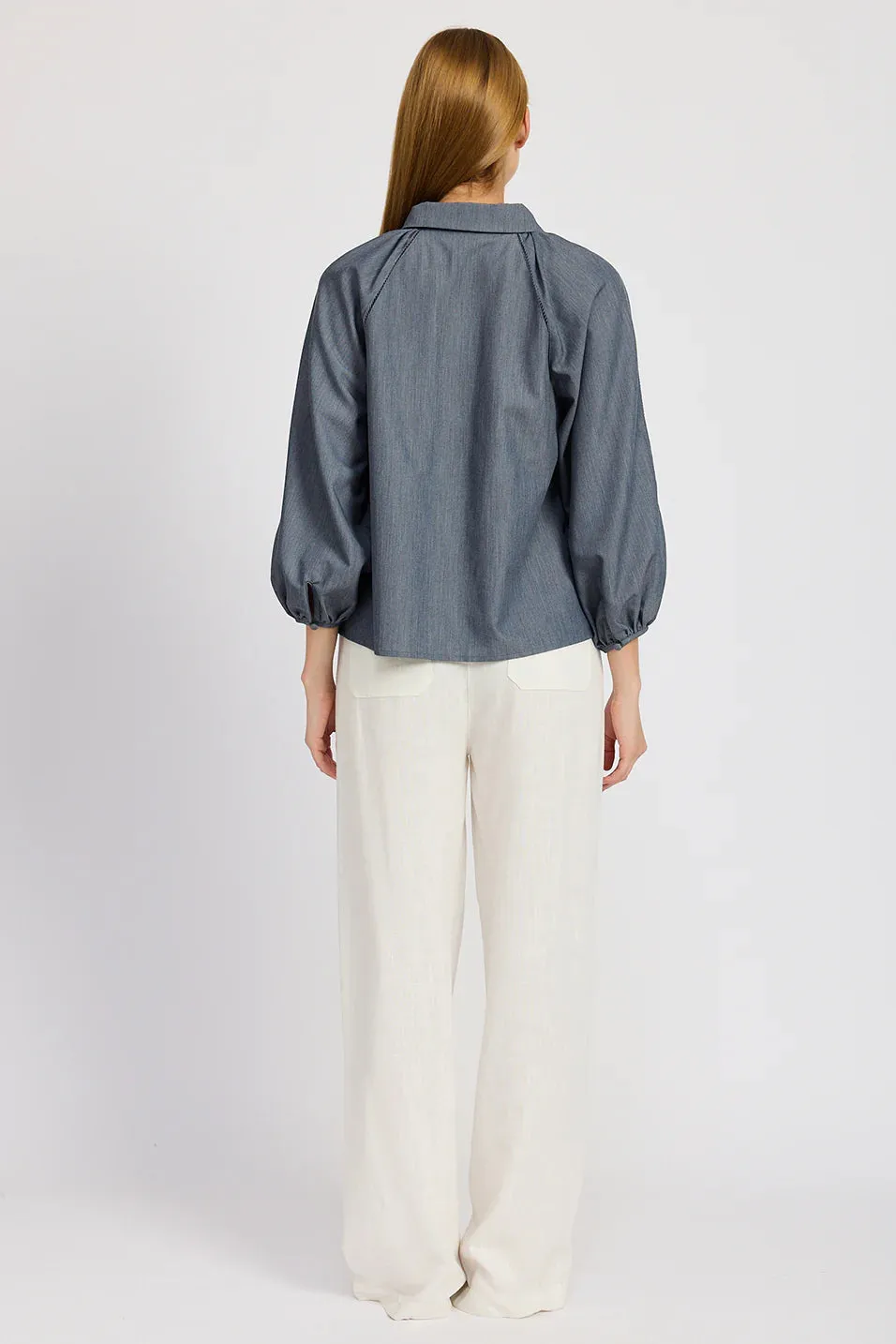 Angeline Embroidered Top (Chambray)