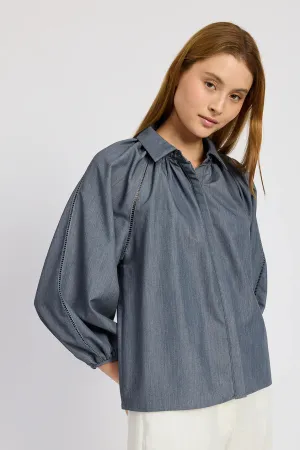 Angeline Embroidered Top (Chambray)
