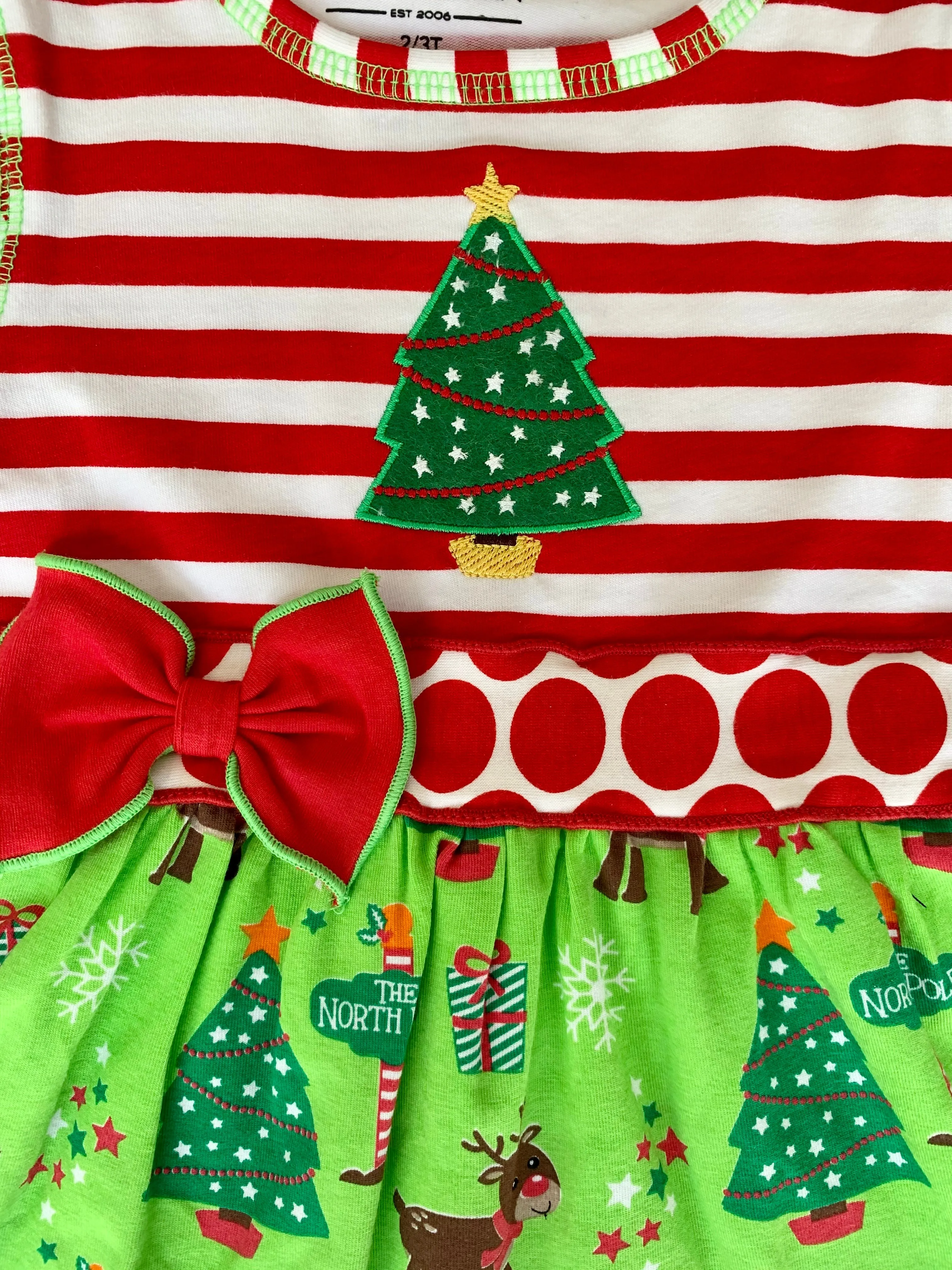 AnnLoren Girls Boutique Christmas Holiday Dress and Polka Dot Legging Set