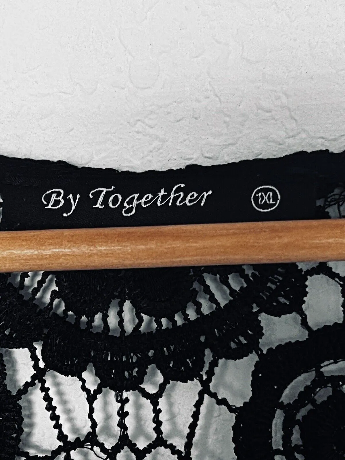 ANTHROPOLOGIE By Together Embroidered Crochet knit Sz XL Black Boho Cover Up