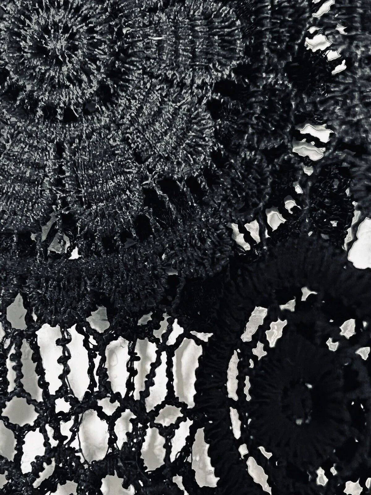 ANTHROPOLOGIE By Together Embroidered Crochet knit Sz XL Black Boho Cover Up