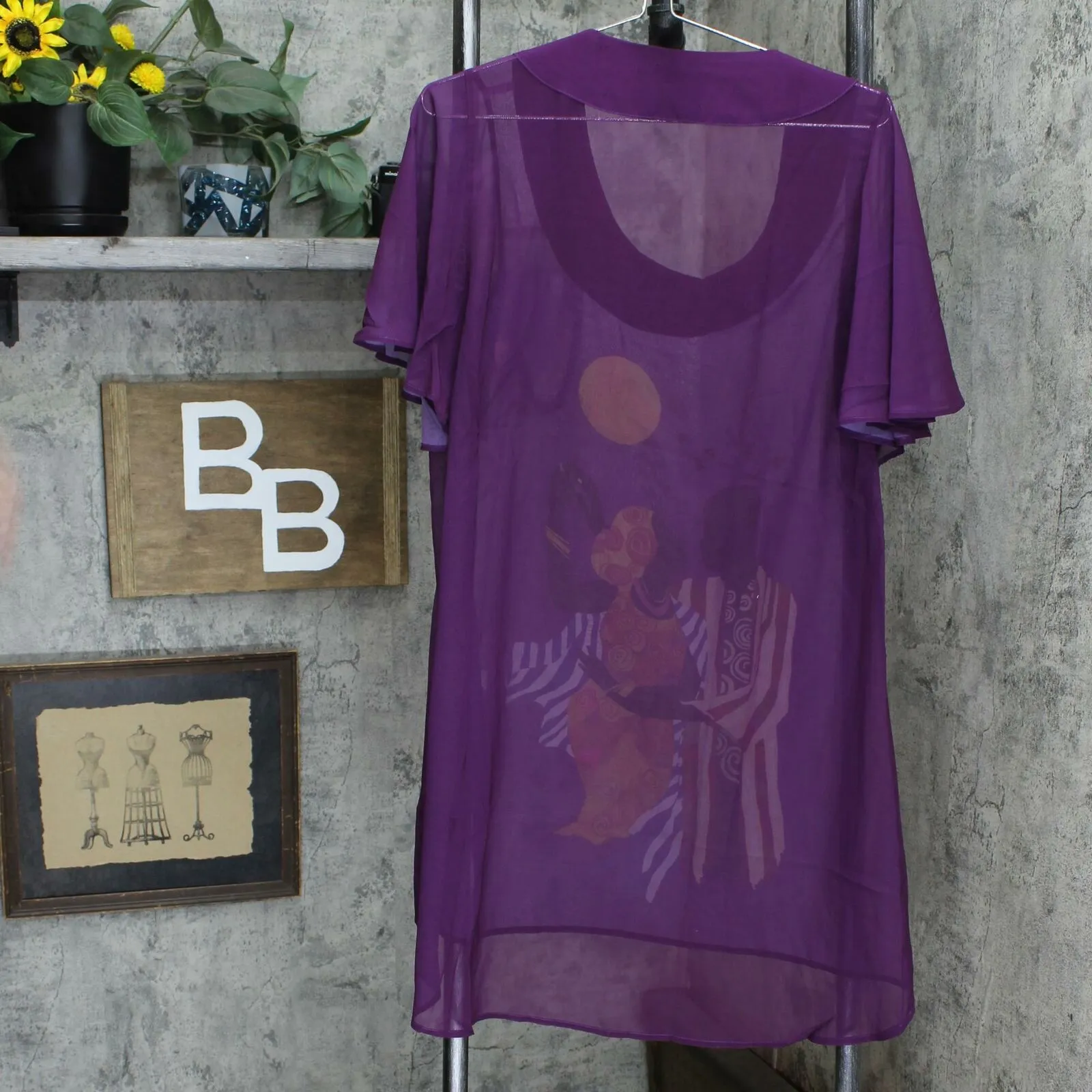 Antthony Holiday Luxe Lady Print Hi Low Tunic Top The Embrace Medium