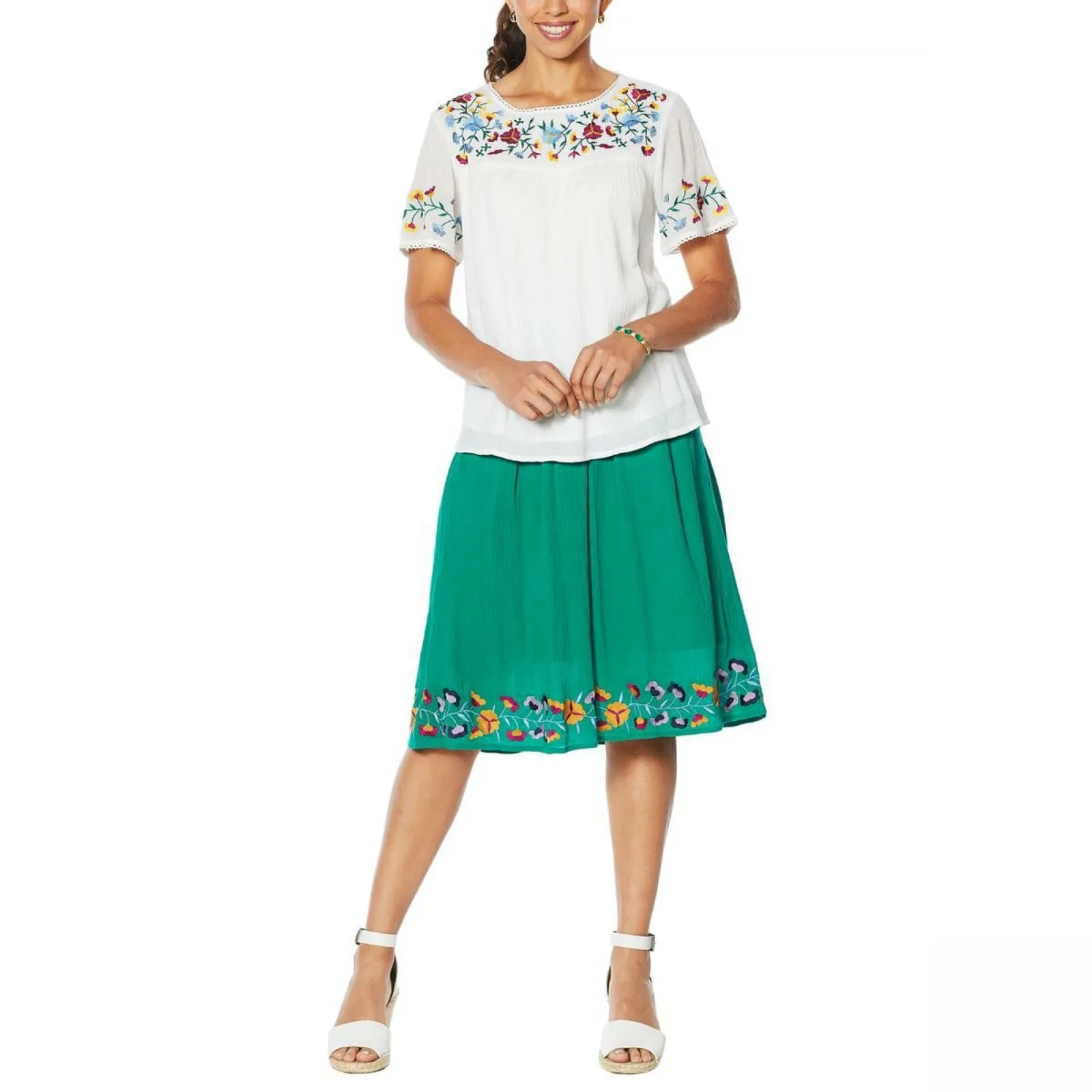 Antthony Women's Mexicali Lined Folkloric Embroidered Top
