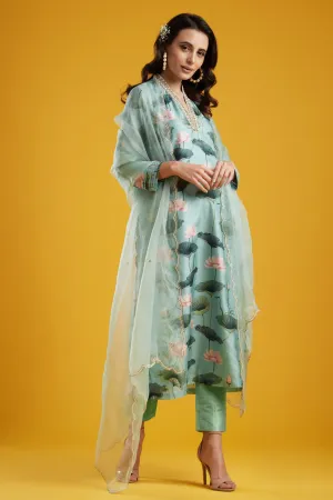 Aqua Printed Tunic Set